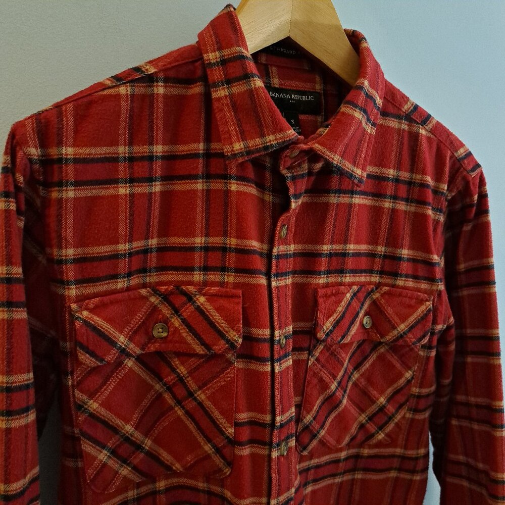 Banana Republic Men's Small Standard Fit Plaid 100% Cotton Flannel Shirt/Jacket